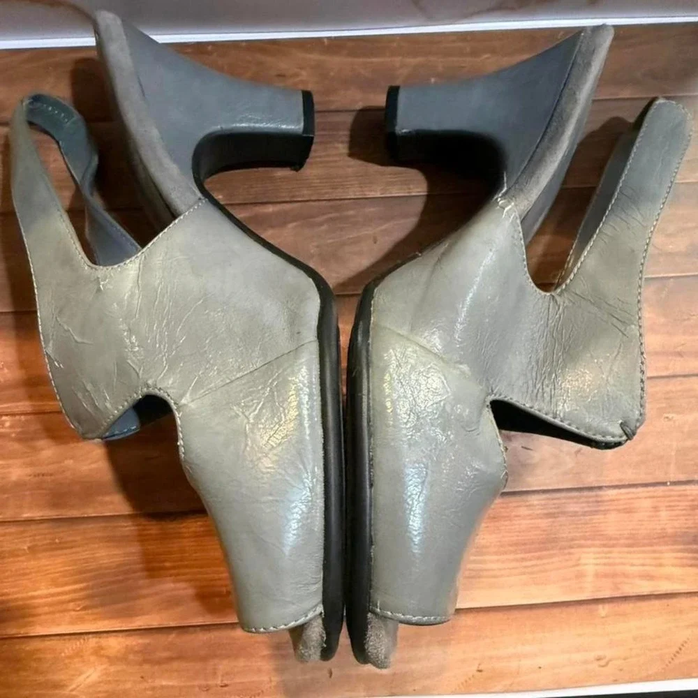 Aerology by Aerosoles‎ grey leather slingback heels #heels #slingbacks 9.5